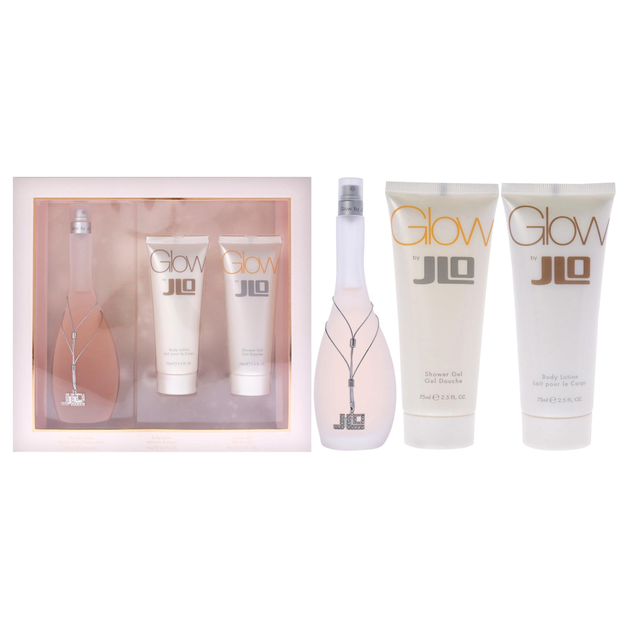 Jennifer Lopez Glow Eau de Toilette bottle highlights a radiant floral-woody scent for everyday wear