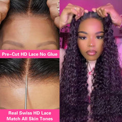 Jenniferita deep wave lace front detail highlighting seamless blend and fullness.