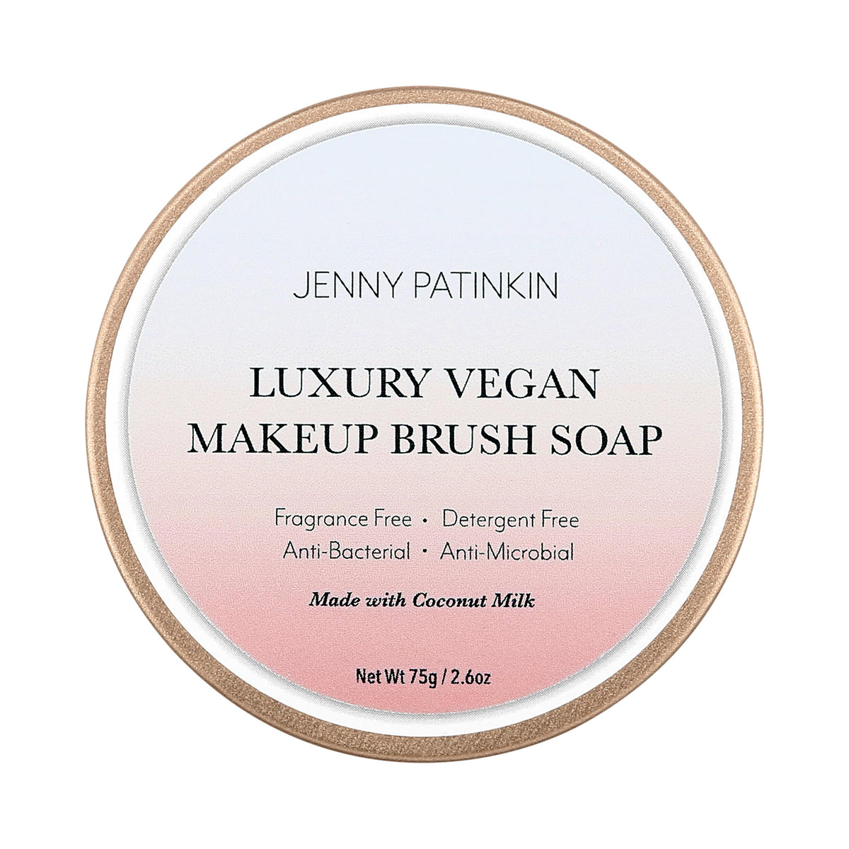 Jenny Patinkin makeup brush cleaner soap forms a rich lather for gentle cleansing.