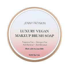 Jenny Patinkin makeup brush cleaner soap forms a rich lather for gentle cleansing.