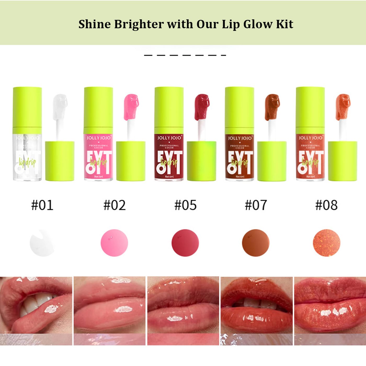 jeosisy Lip Oil Pack clear-base bottle emphasizes non-sticky hydration.