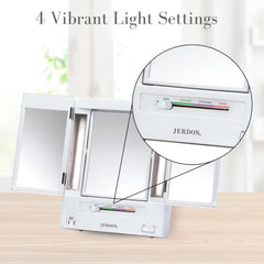 JERDON white-base mirror with adjustable angles on a desk setup