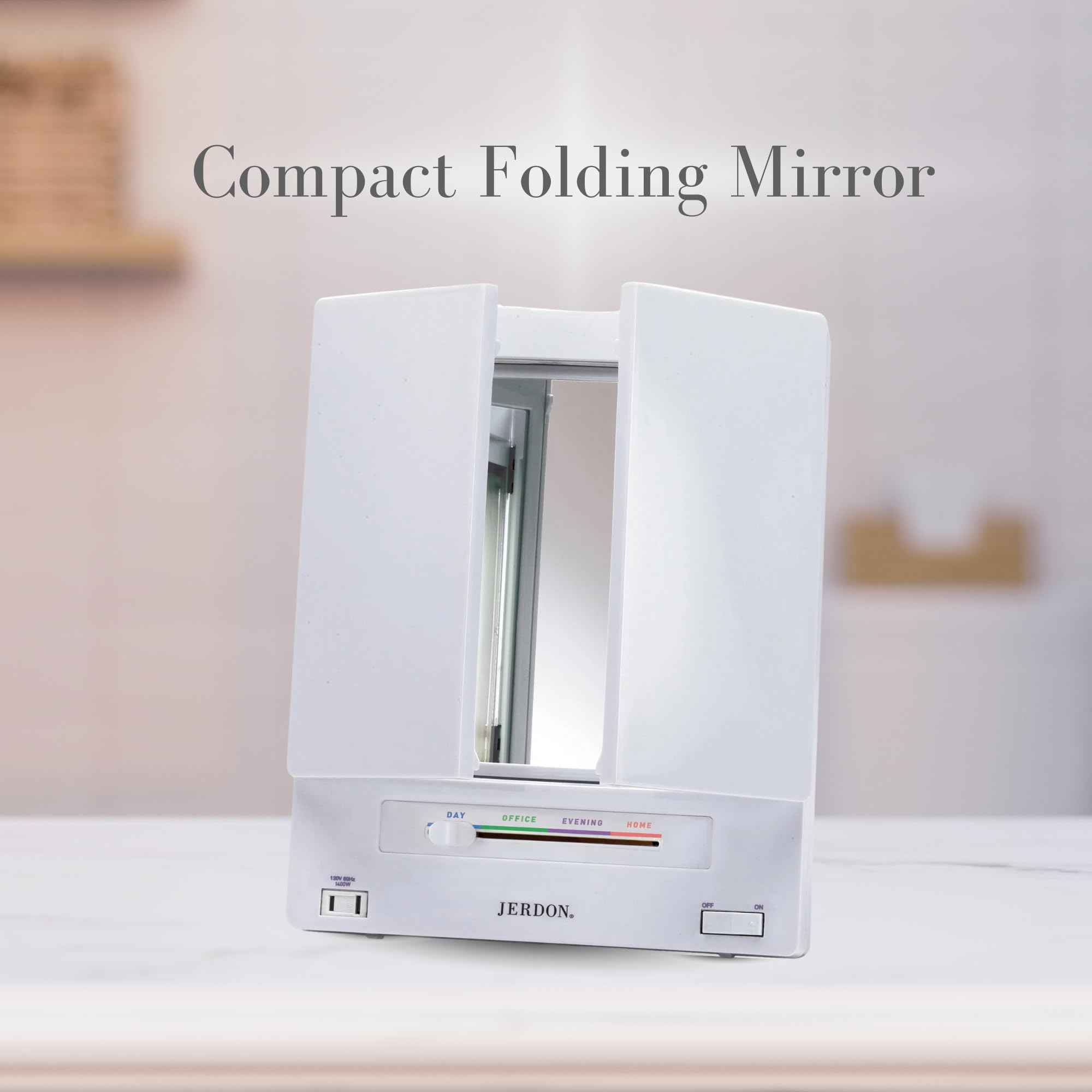 JERDON three-mirror tri-fold design offers extra visibility for makeup