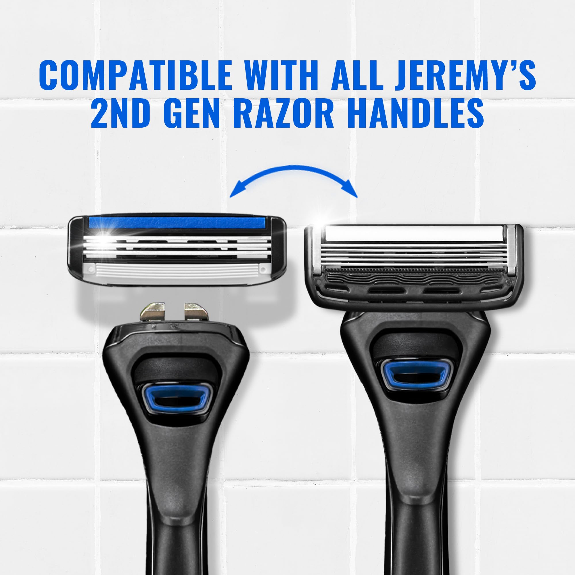 Close-up of Jeremy's Razors stainless steel blades for lasting sharpness.