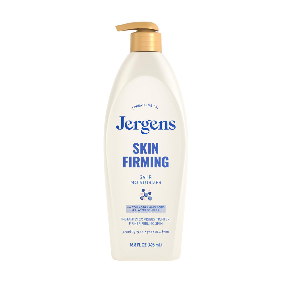 Jergens bottle front view showing brand and firming lotion benefits