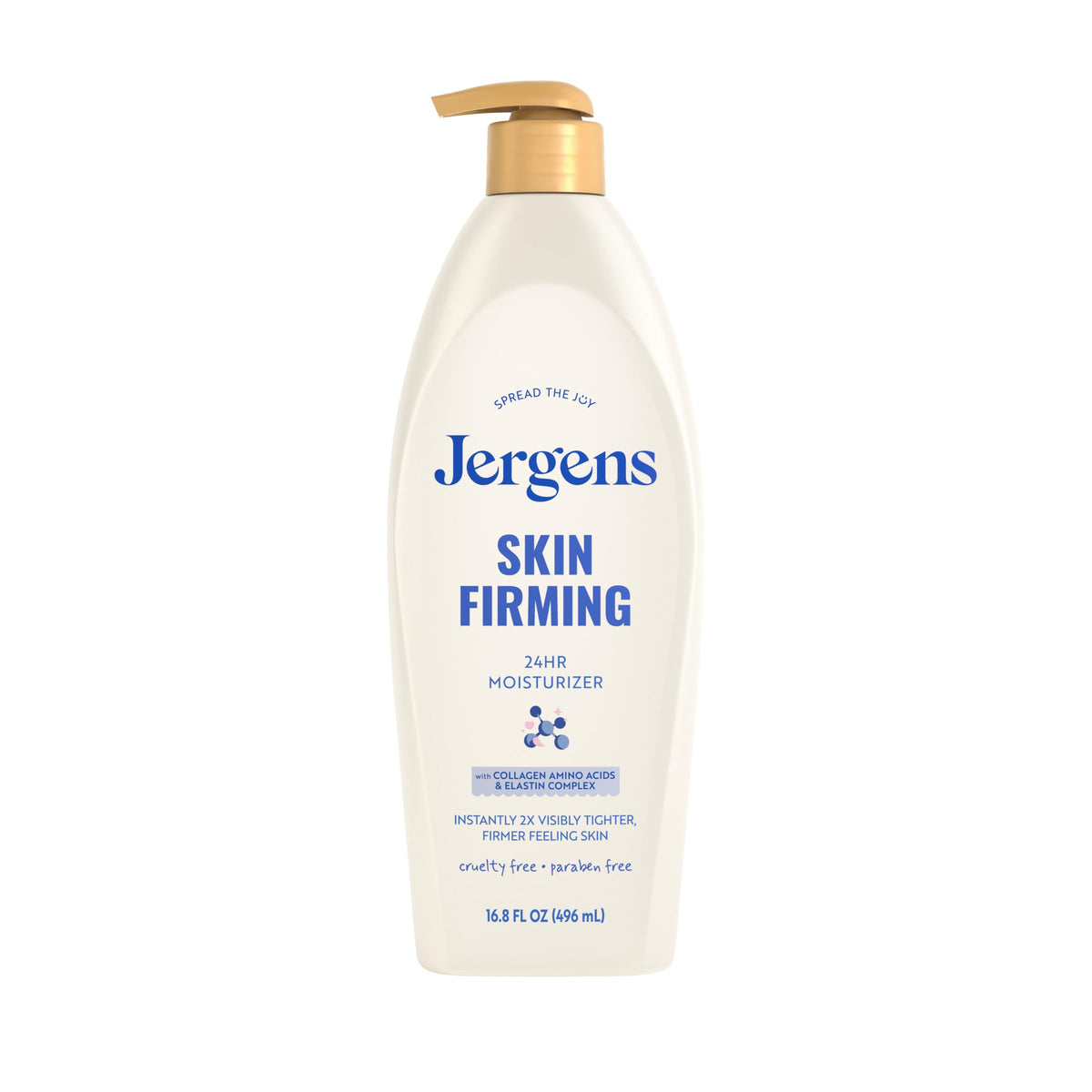 Jergens bottle front view showing brand and firming lotion benefits