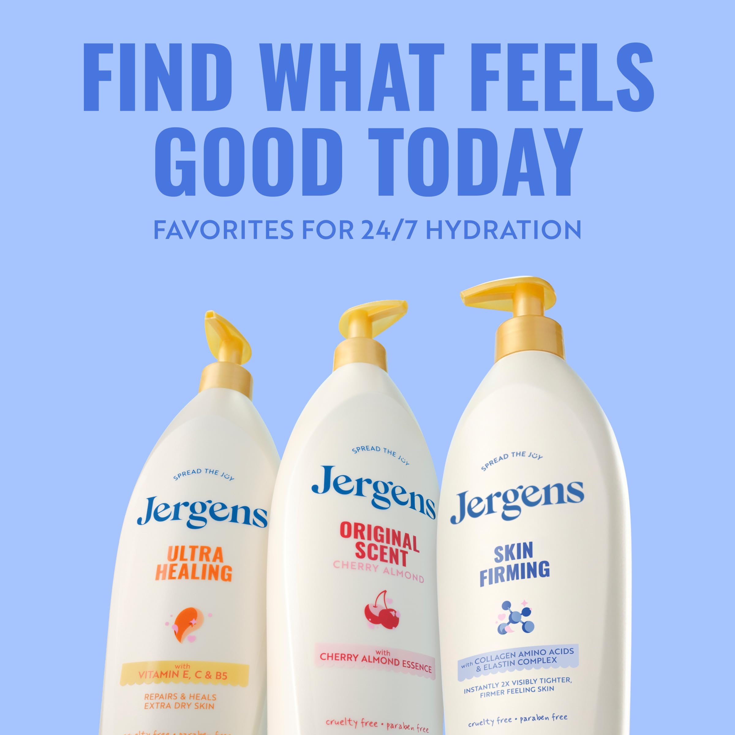 Jergens ingredient label close-up noting paraben-free and dermatologist-tested