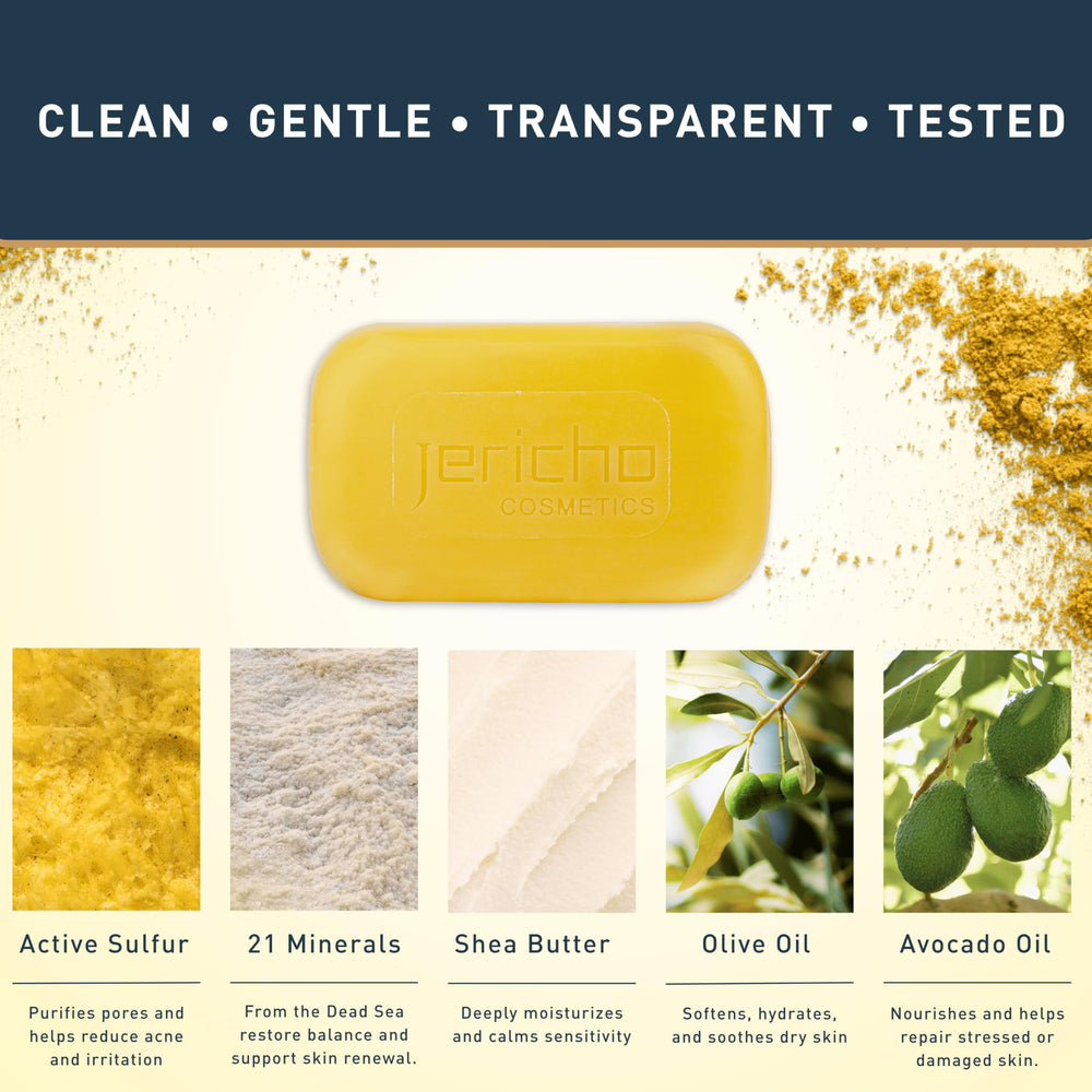Jericho Dead Sea minerals in soap to support renewal and calm irritation.