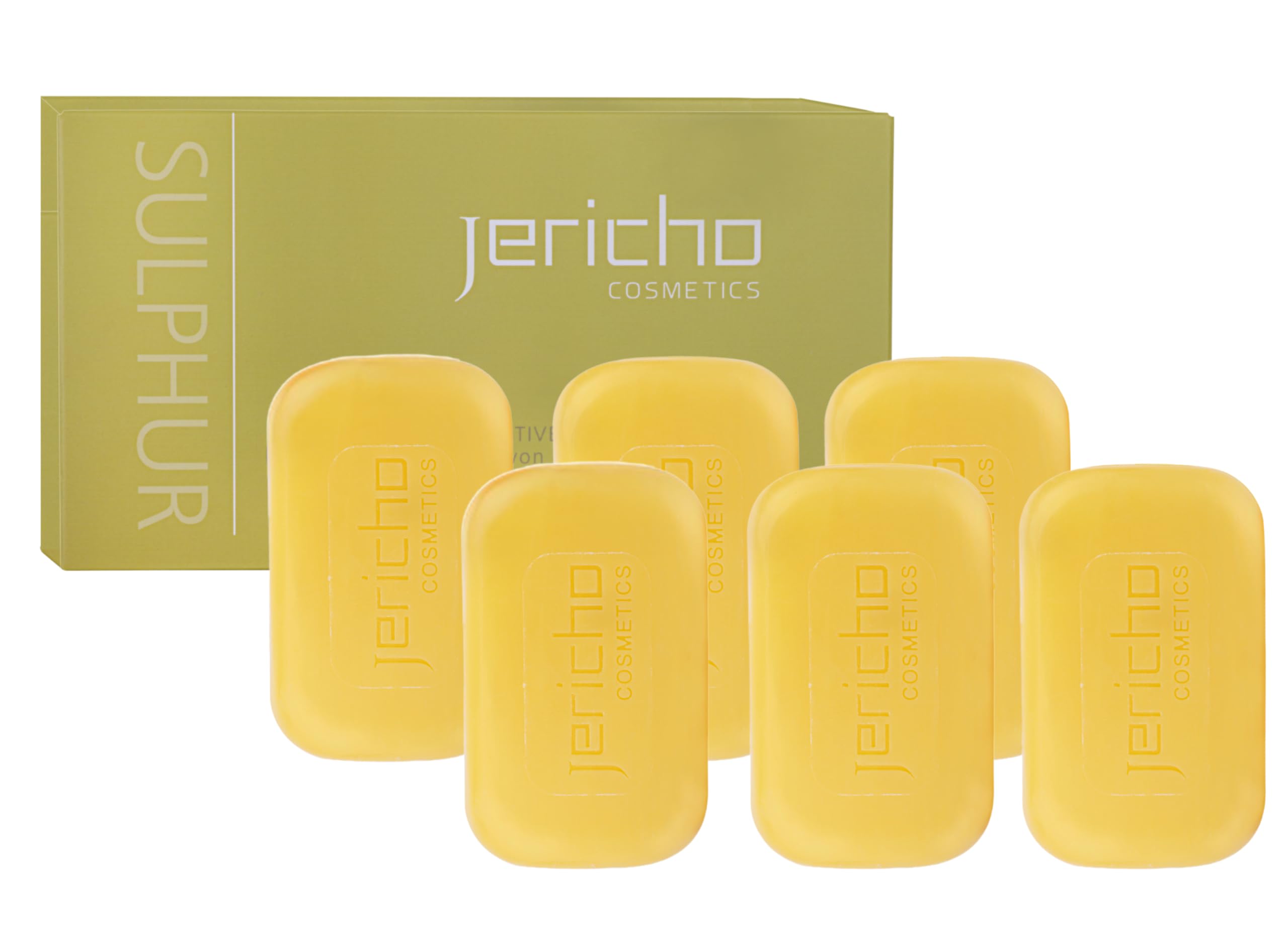 Jericho Dead Sea Sulfur Soap six-pack bars for daily cleansing and balance.