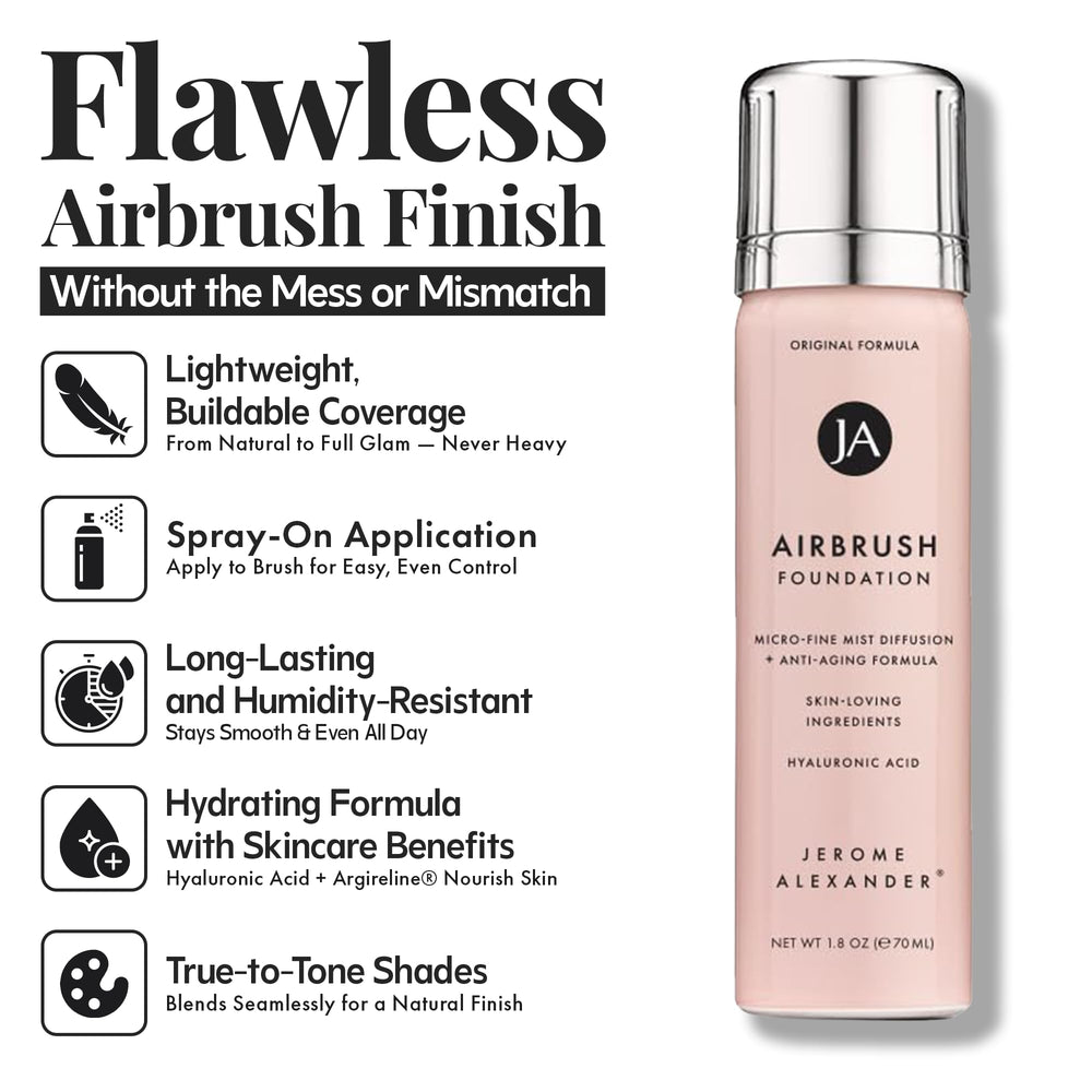 Textura ultraligera del MagicMinerals AirBrush Foundation para sensación ligera.