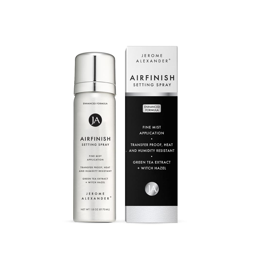 Jerome Alexander MagicMinerals AirFinish Setting Spray bottle delivering long-lasting makeup hold.