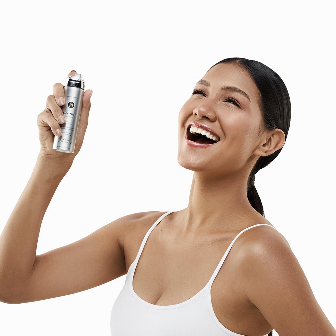 Face with a soft matte finish after using Jerome Alexander AirFinish Setting Spray.
