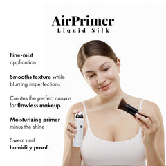 Jerome Alexander MagicMinerals LiquidSilk Air Primer packaging closeup highlights lightweight mist