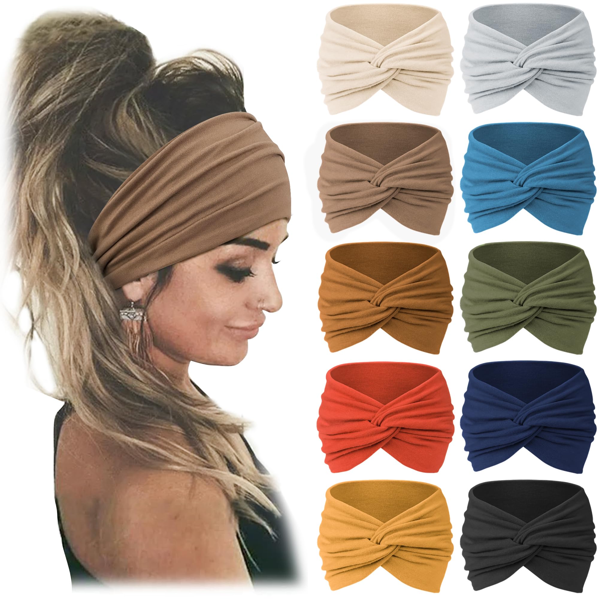 Jesries 10-piece headbands colorfully displayed for daily wear and workouts