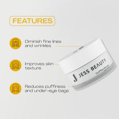 JESS BEAUTY Coffee Break Eye Cream features squalane for hydrating texture.
