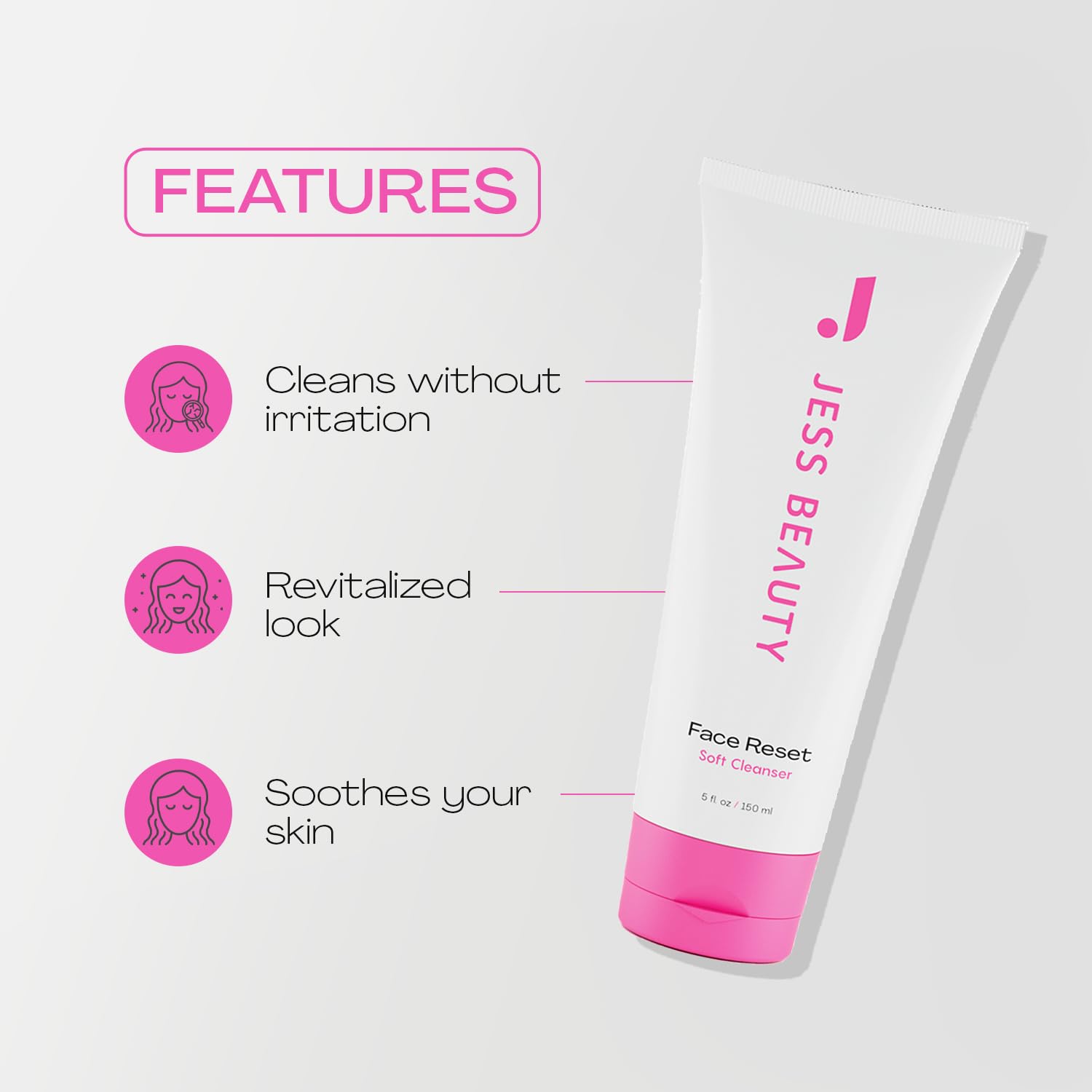 JESS BEAUTY Face Reset Cleanser being used to lock in moisture after wash