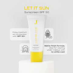 JESS BEAUTY Let it Sun matte finish texture for makeup-ready skin.