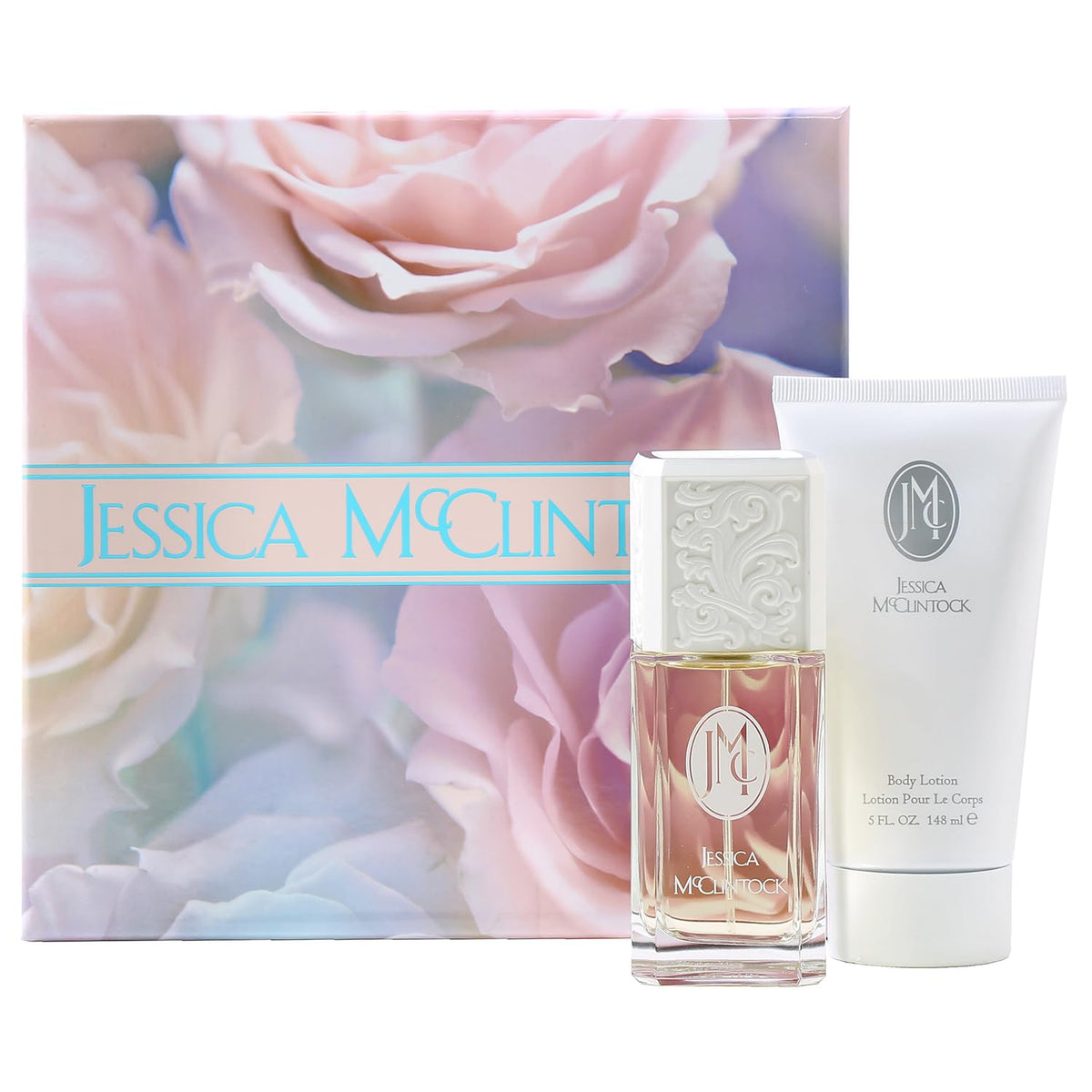 Jessica McClintock 2 piece Gift Set bottle featuring citrus bergamot notes for a vibrant start.