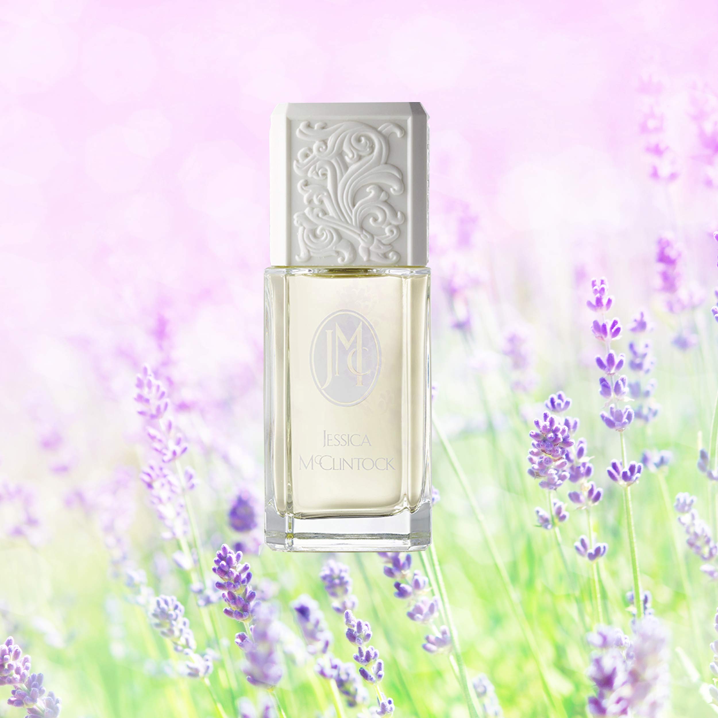 Jessica McClintock eau de parfum note detail close-up hints tropical fruits and florals.