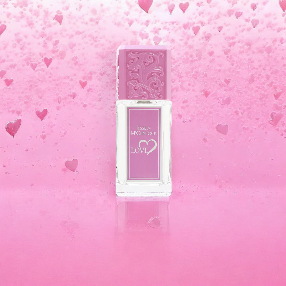 Love by Jessica McClintock fragrance swatch on skin for long-lasting floral aroma.