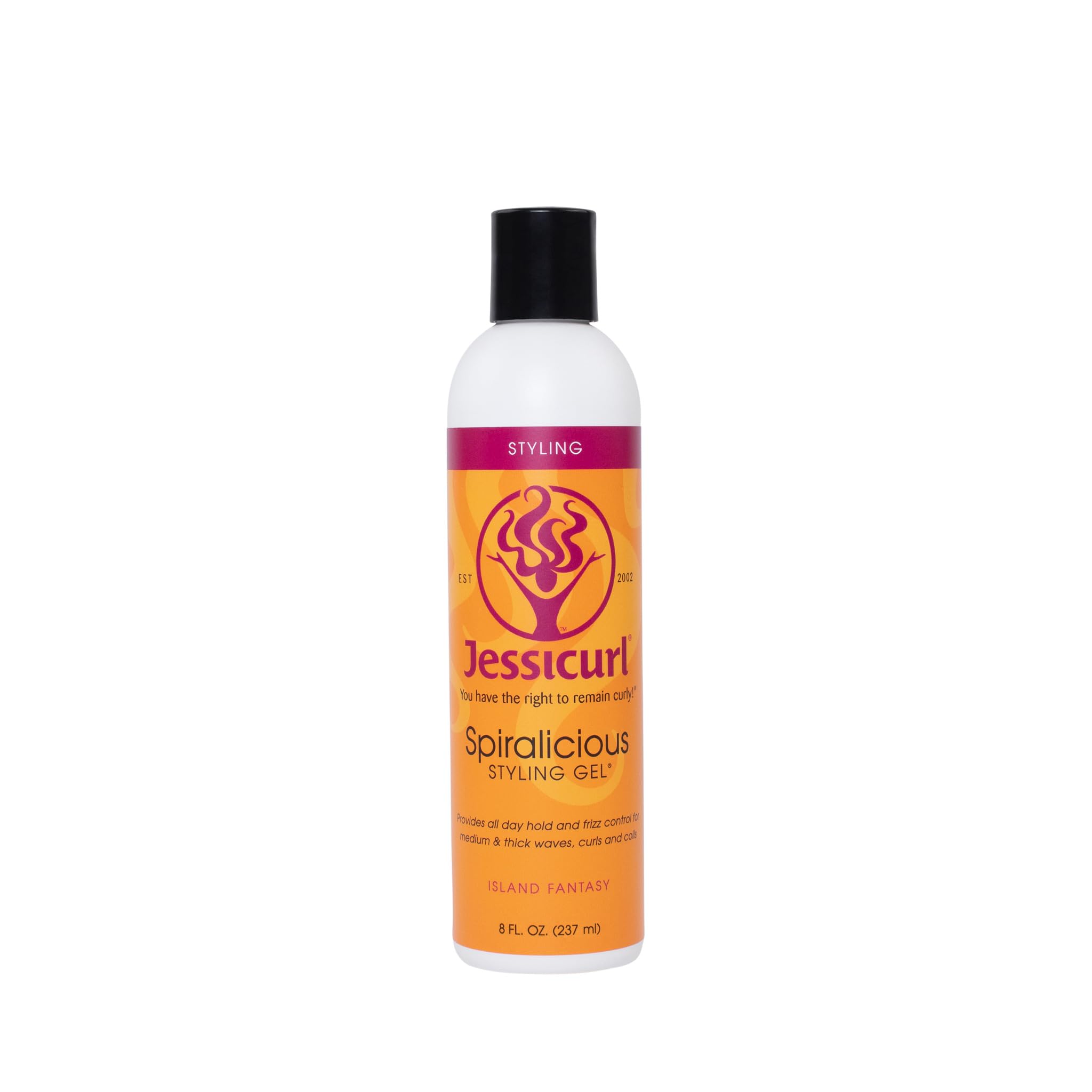 Jessicurl Spiralicious Gel Island Fantasy bottle delivering defined curls with lasting hold.