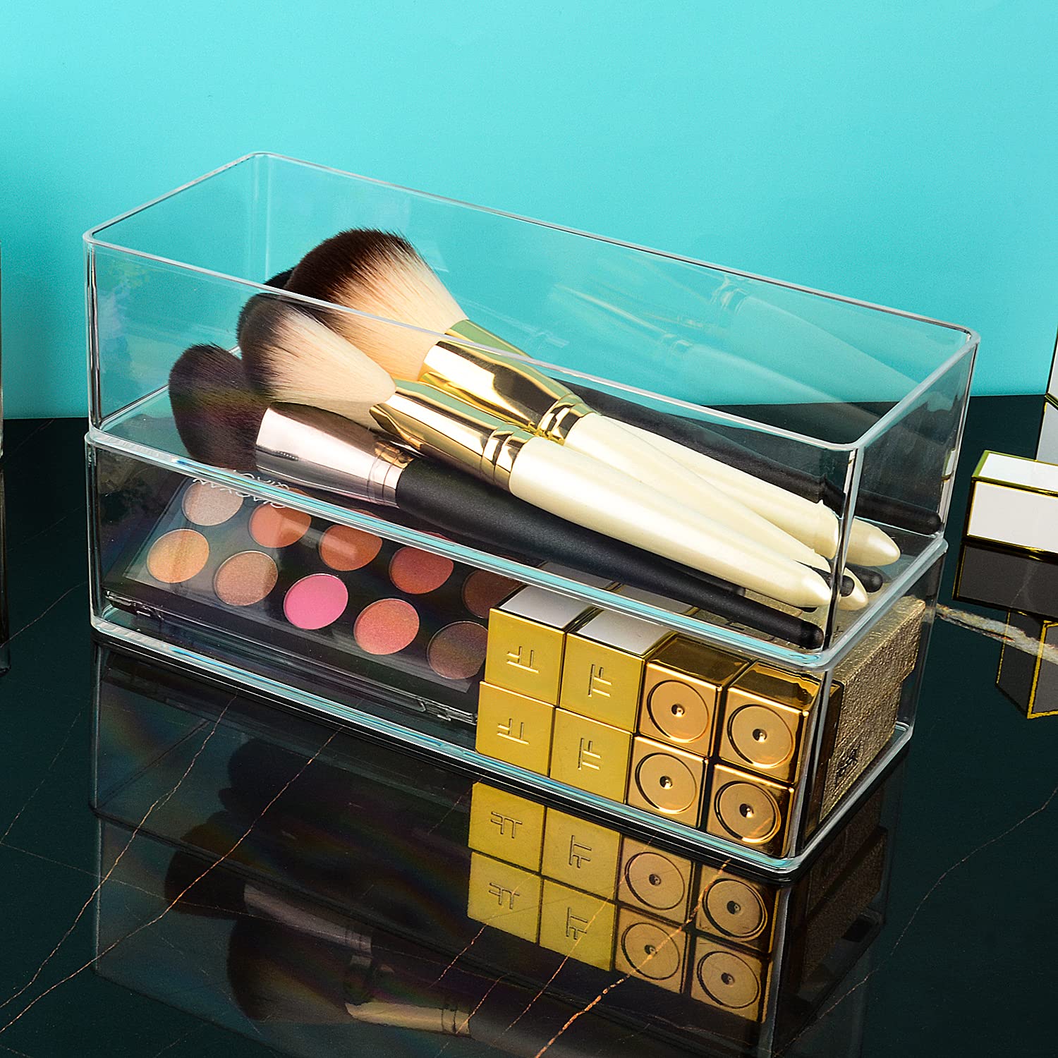 JessLab Acrylic Organizer demonstrates stackable layout for customizable storage configurations.