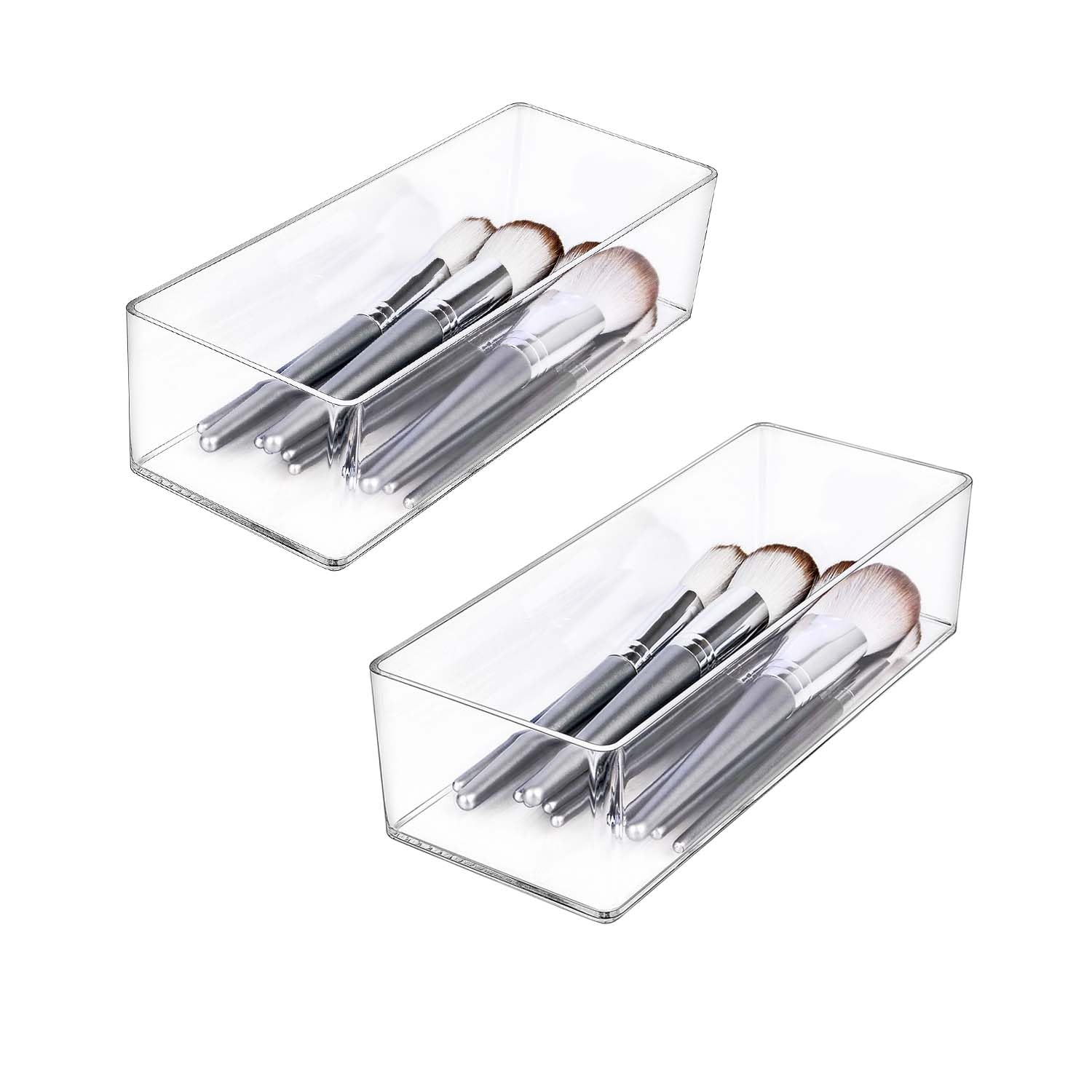 JessLab Acrylic Organizer on a vanity countertop adds crystal-clear polish and simple storage.