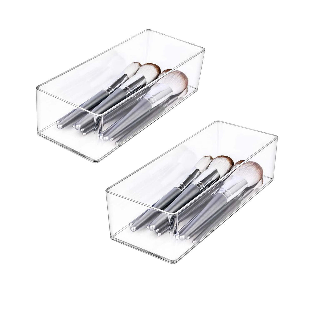 JessLab Acrylic Organizer on a vanity countertop adds crystal-clear polish and simple storage.