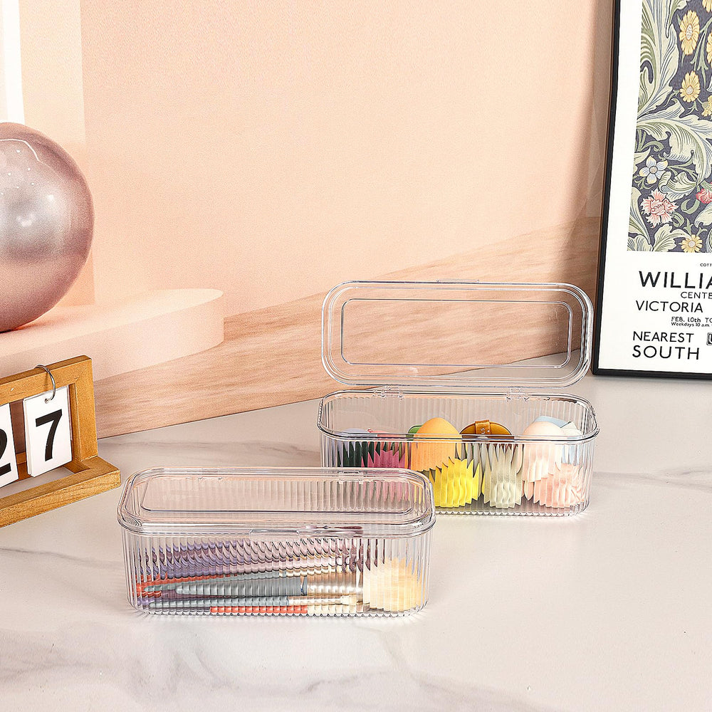 JessLab clear makeup sponge organizer displays sponges for quick access