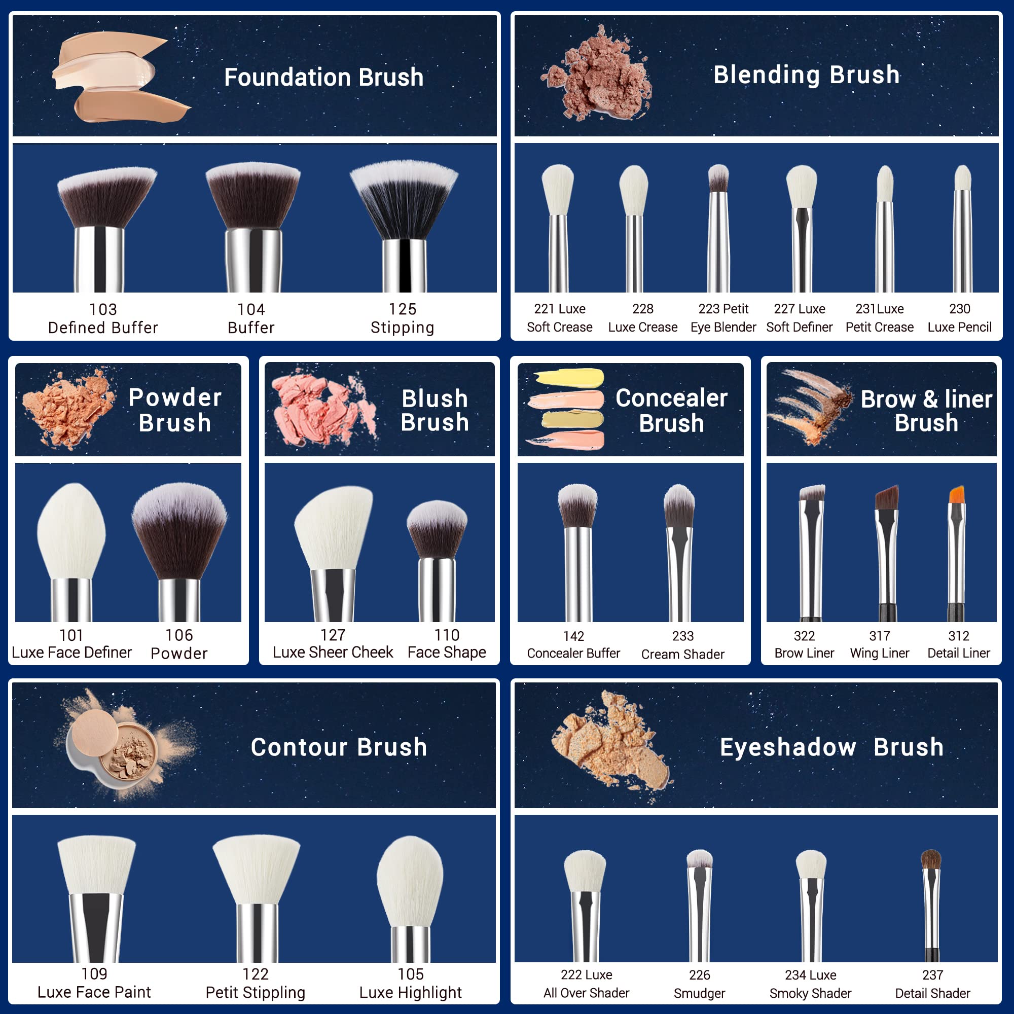 Jessup 25pcs professional tools collection for precise makeup application