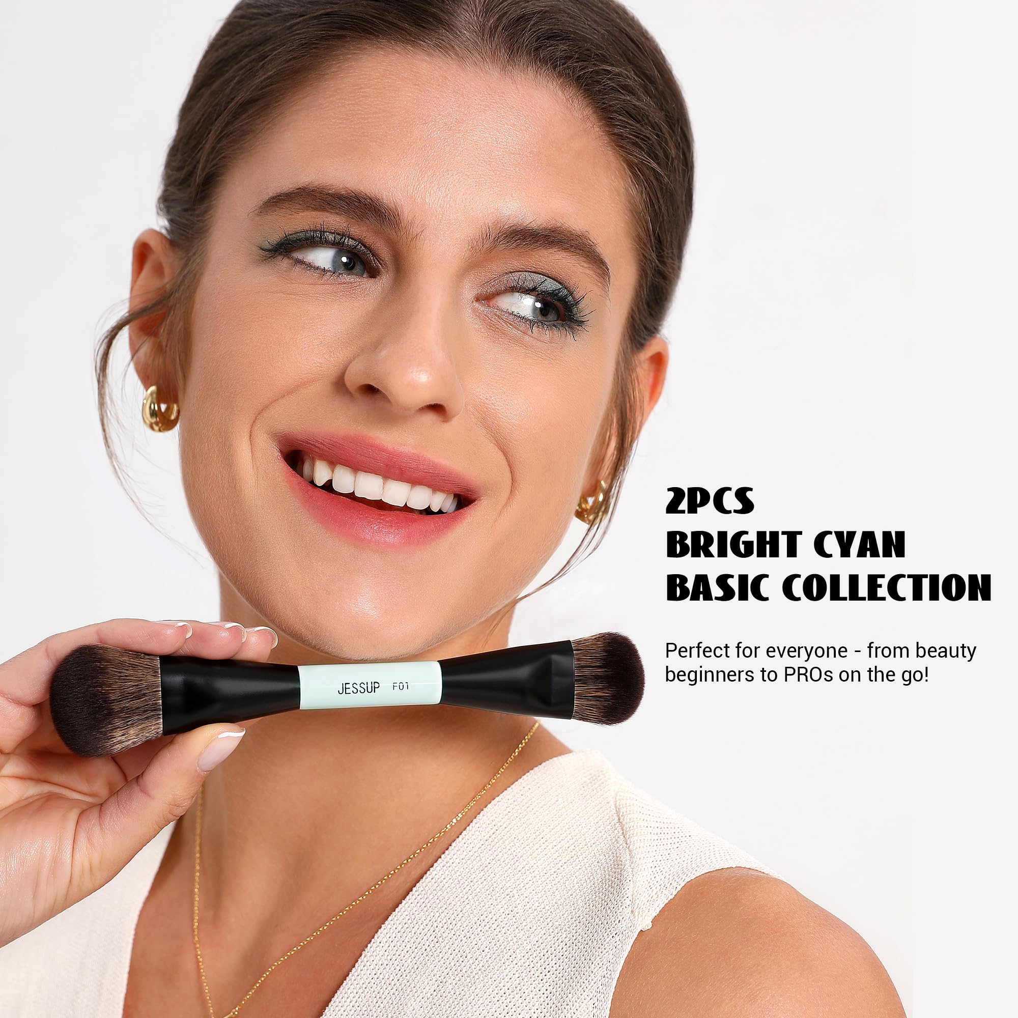 Jessup double-ended foundation brush for precise contour along cheeks