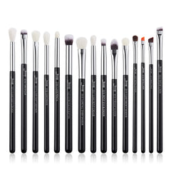 Jessup eye makeup brush set in pearl black and silver for precise application.