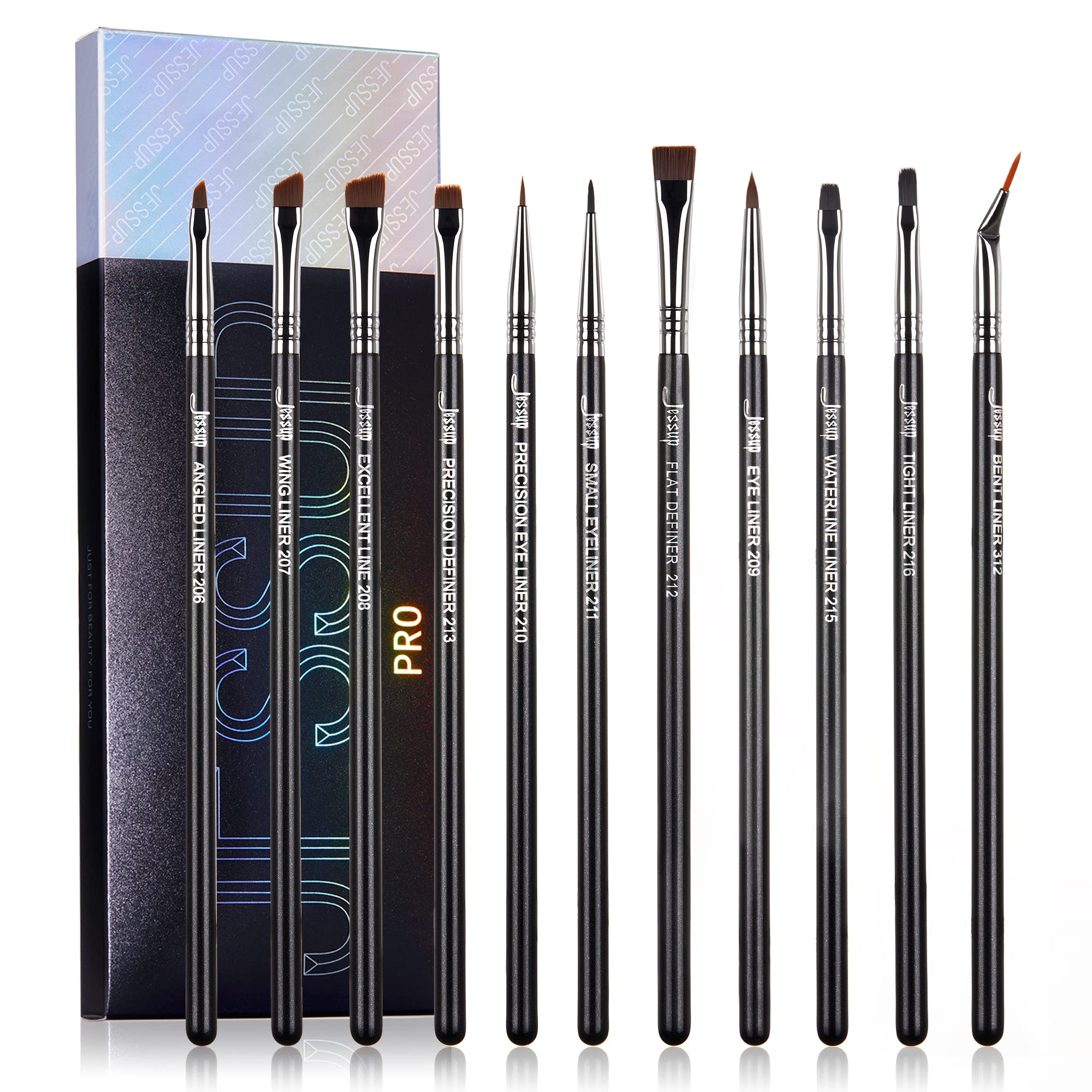 Jessup eyeliner brush set angled-tip brush for precise winged liner