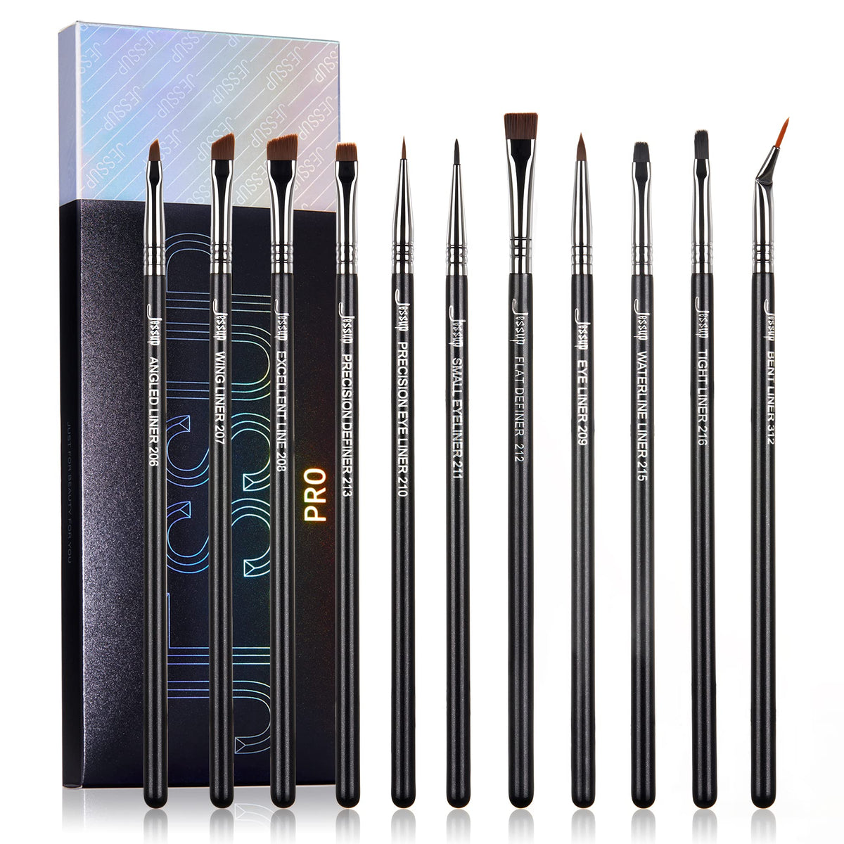 Jessup eyeliner brush set angled-tip brush for precise winged liner