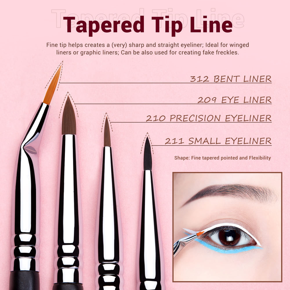 Jessup eyeliner brush set flat-tip brush for lash-line precision