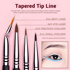 Jessup eyeliner brush set flat-tip brush for lash-line precision