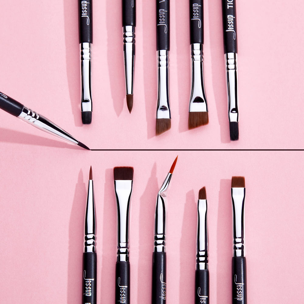 Jessup eyeliner brush set silver ferrule-protection for durable bristles