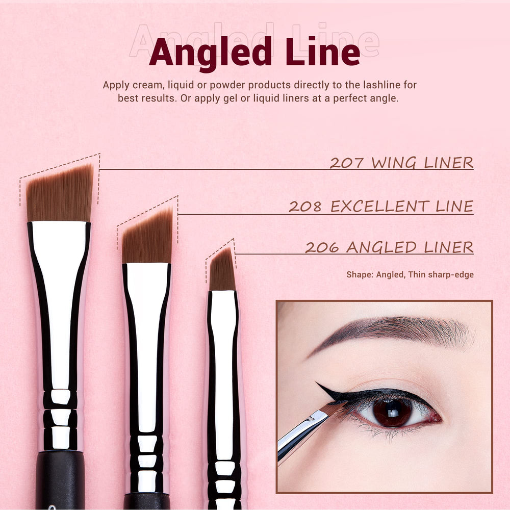 Jessup eyeliner brush set water-line-brush for clean waterline definition