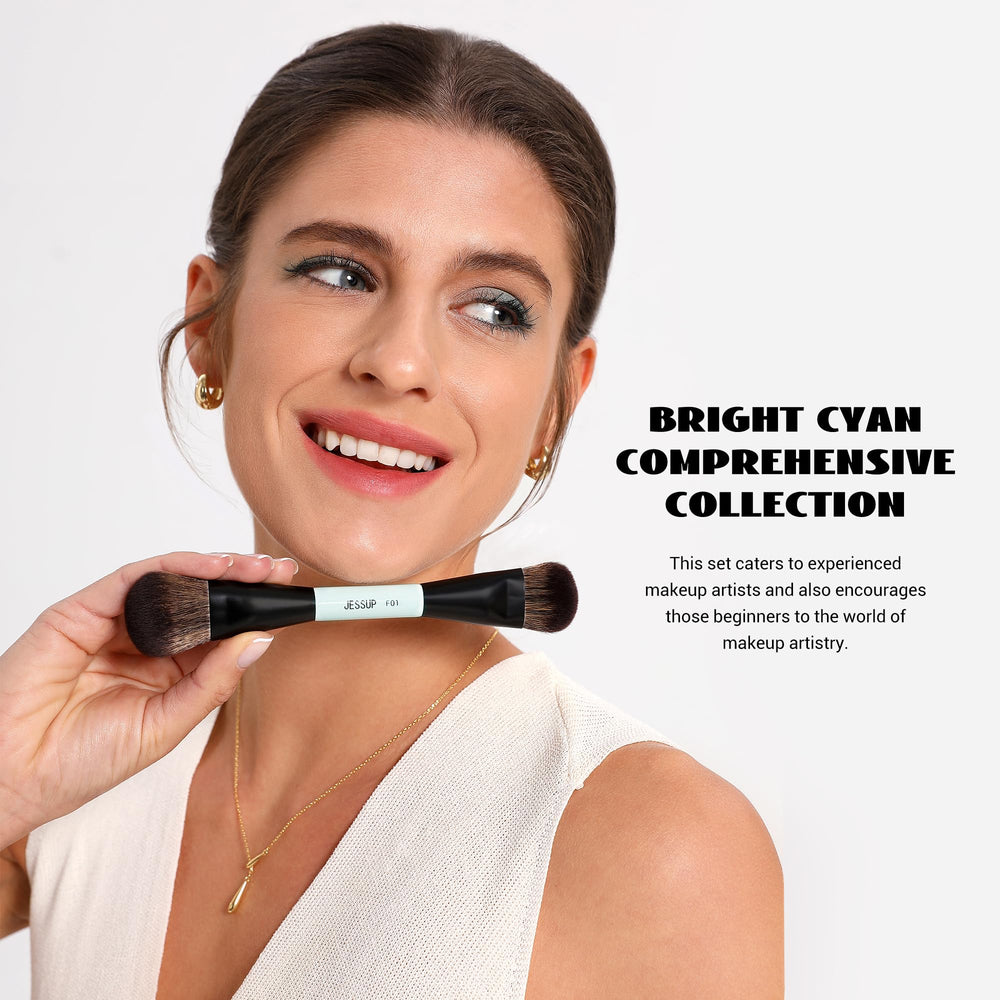 Jessup eyeshadow brush application closeup highlights precise color blending.