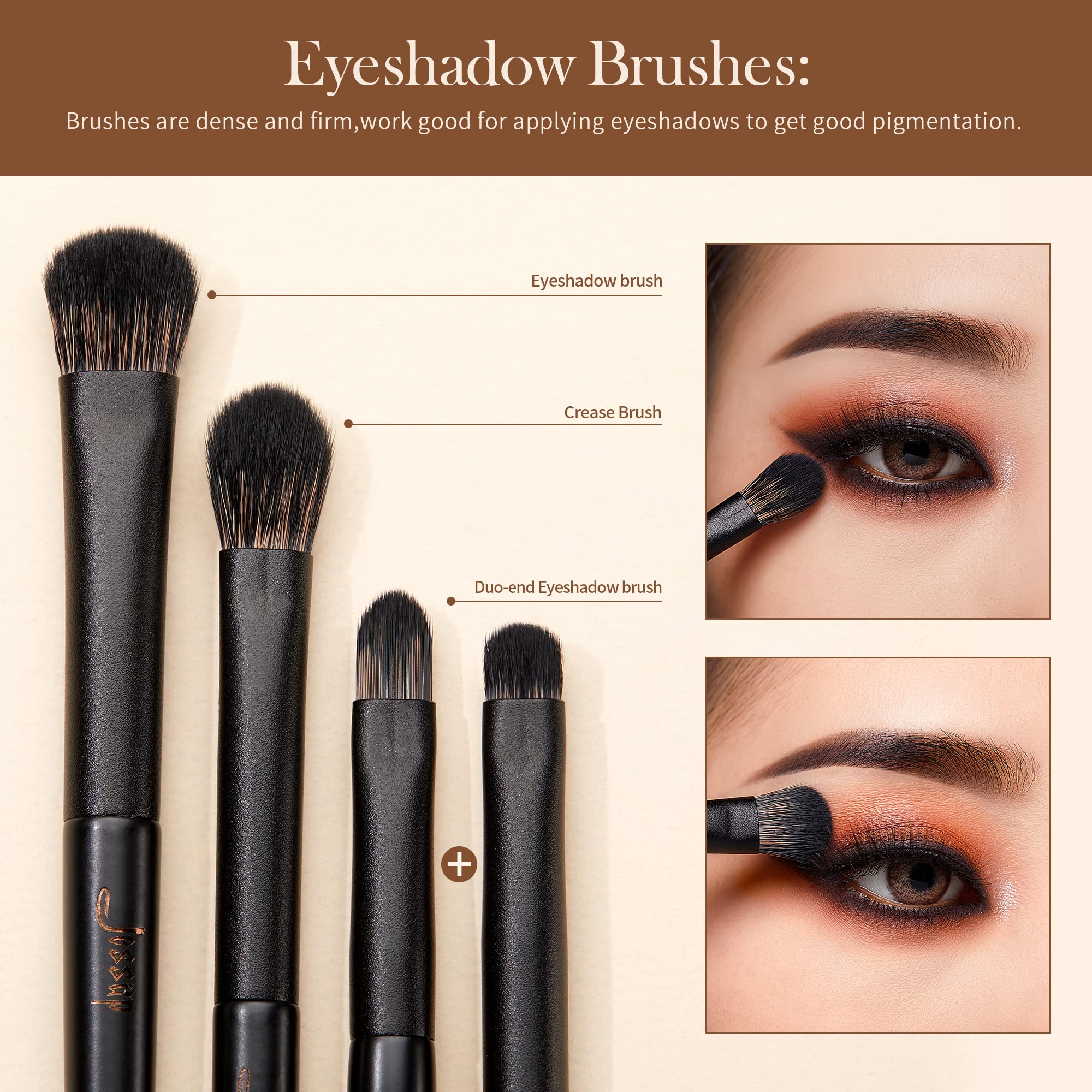 Jessup Eyeshadow Brush Set smudger brush soften liner edges for smoky effects