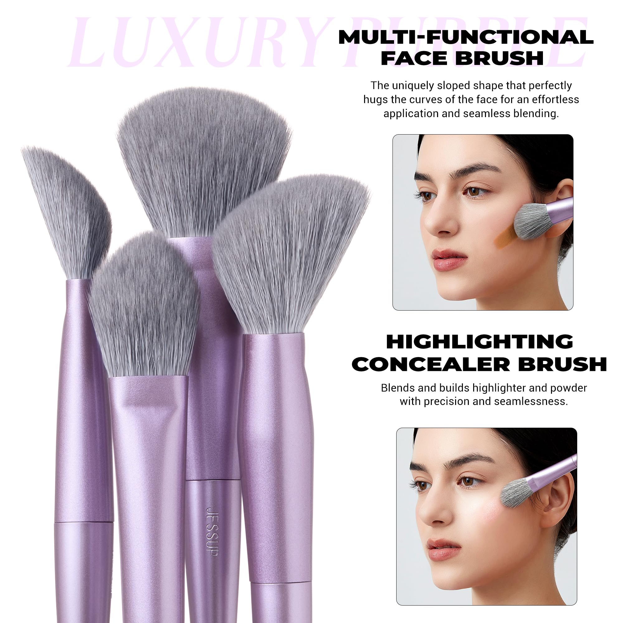 Jessup Highlighting Concealer Brush close-up for radiant highlighter