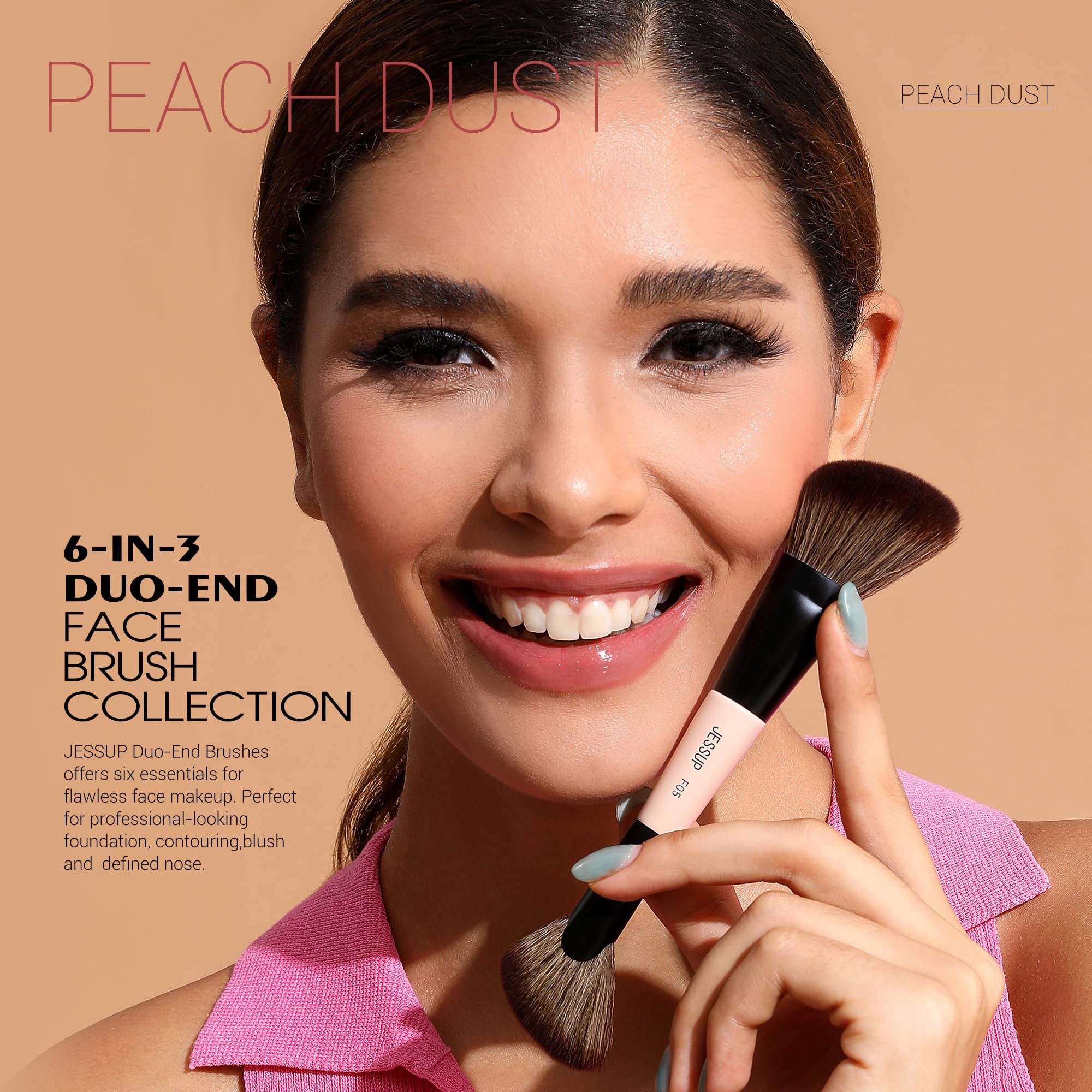 Jessup face brush set blush-fluffy for precise cheek color and smooth blends.