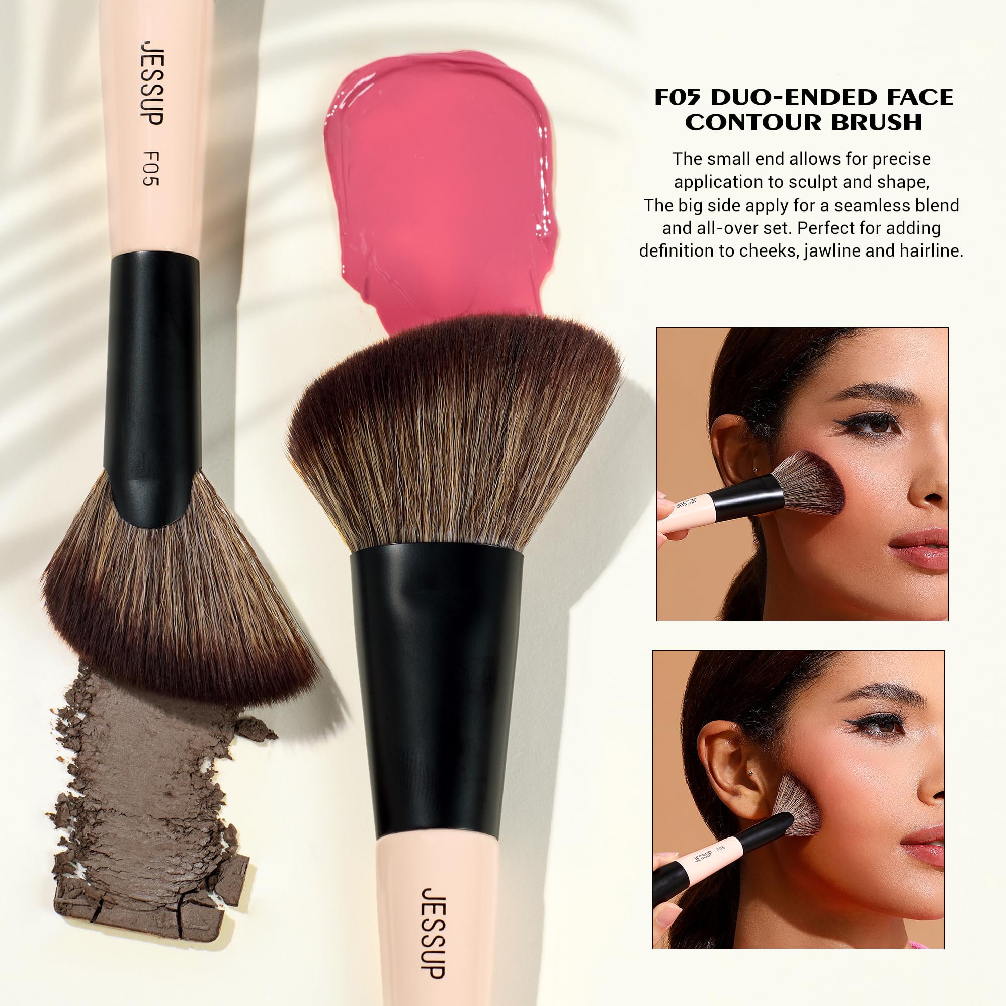 Jessup face brush set contour-blend-large for seamless cheekbone and jawline transitions.