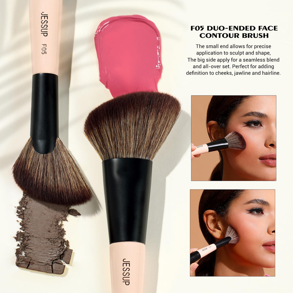 Jessup face brush set contour-blend-large for seamless cheekbone and jawline transitions.