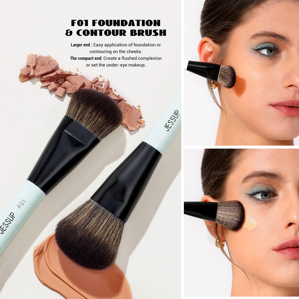 Jessup blue 3pcs double-ended blush highlight brush blending blush and highlight