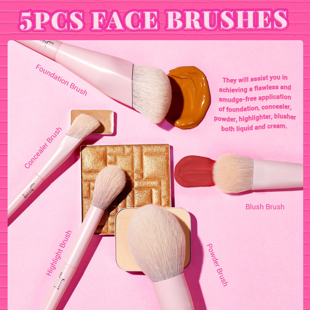 Jessup foundation and concealer brush demonstrates fast, streak-free coverage for natural finish
