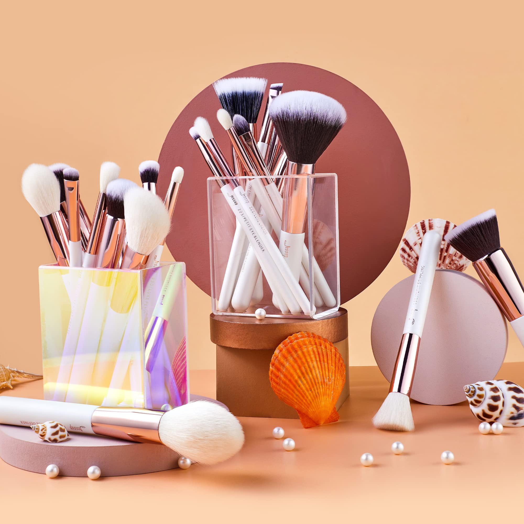 Jessup eyeshadow and lip brushes enable detailed, polished looks.