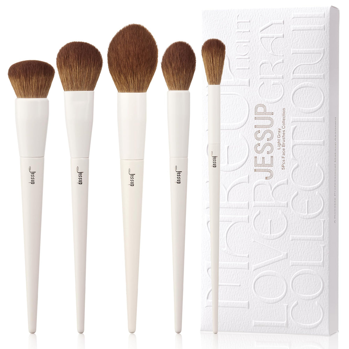 Jessup makeup brush set powder brush demonstrates even powder application for a natural finish