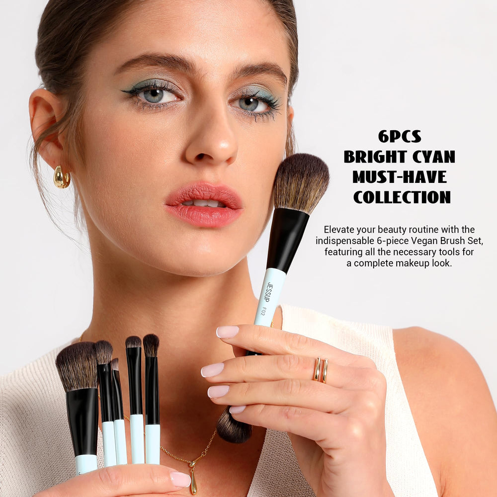 Jessup makeup brush set 6pc blush highlight brush for soft color and glow