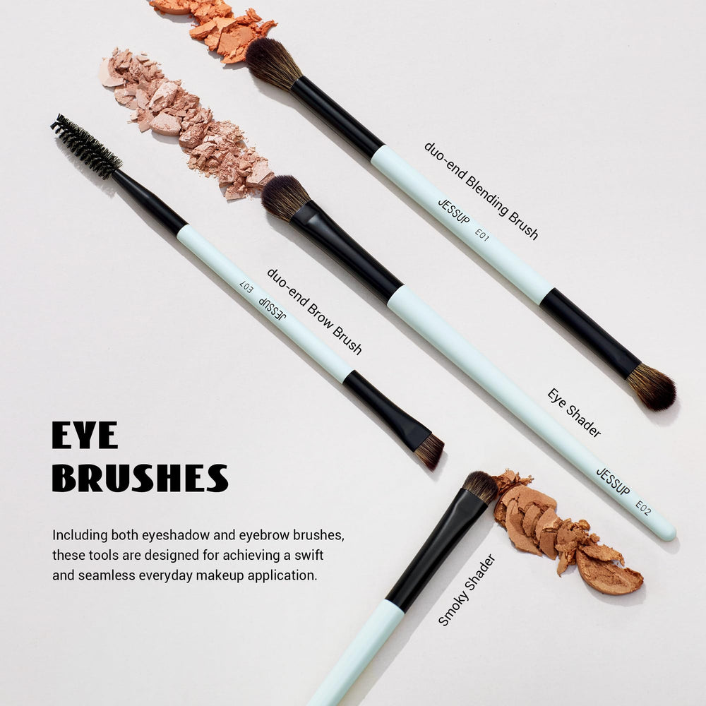 Jessup makeup brush set 6pc eyebrow duo-end brush for defined brows